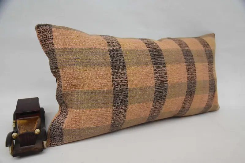 12x24 Orange Cushion Cover, Interior Designer Pillow, Handmade Kilim Cushion, Indoor Cushion, Antique Pillows, Aesthetic Pillow Cover, Cushion - 2