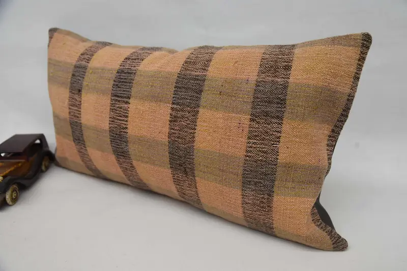 12x24 Orange Cushion Cover, Interior Designer Pillow, Handmade Kilim Cushion, Indoor Cushion, Antique Pillows, Aesthetic Pillow Cover, Cushion - 3