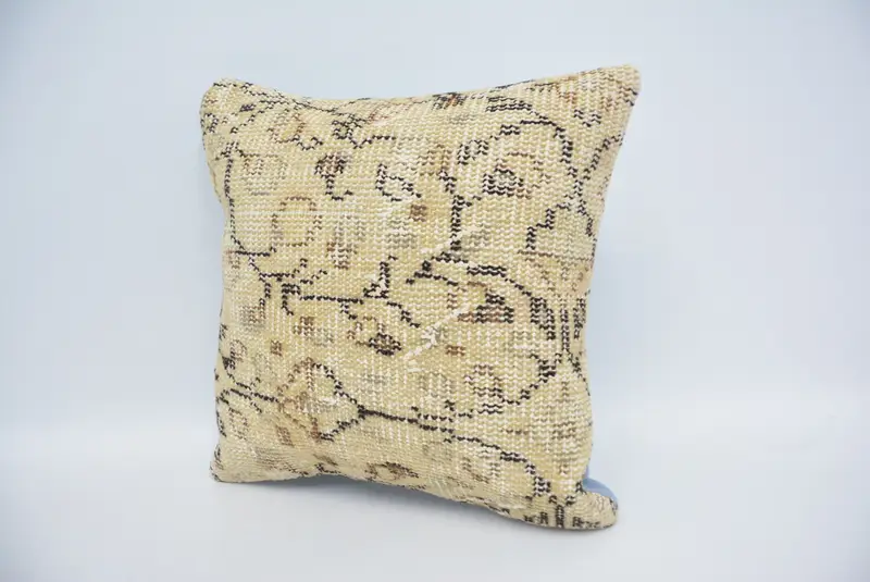 16x16 Beige Cushion Case, Boho Pillow Sham Cover, Natural Pillow Case, Kilim Cushion Sham, Vintage Throw Pillow Cover, Cushion, Kilim Pillow - 4