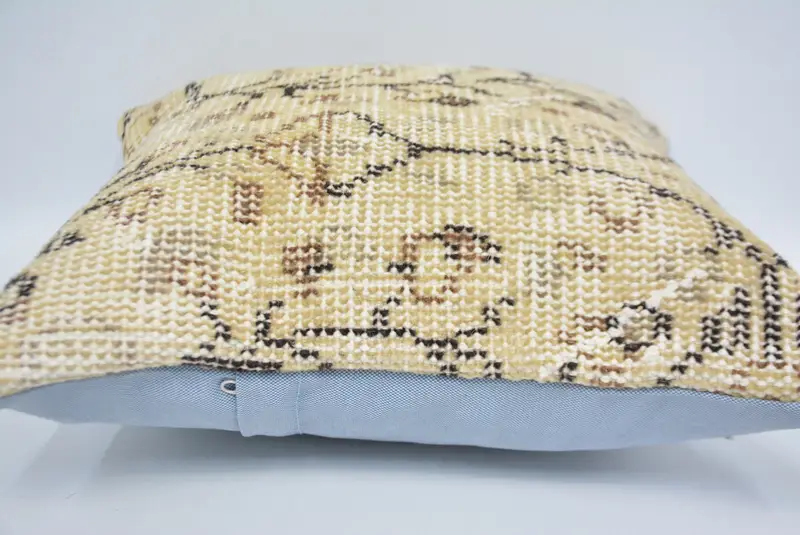 16x16 Beige Cushion Case, Boho Pillow Sham Cover, Natural Pillow Case, Kilim Cushion Sham, Vintage Throw Pillow Cover, Cushion, Kilim Pillow - 5