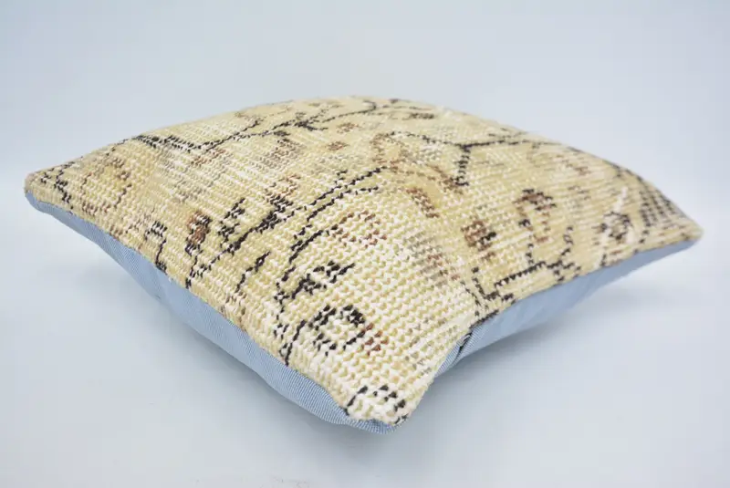 16x16 Beige Cushion Case, Boho Pillow Sham Cover, Natural Pillow Case, Kilim Cushion Sham, Vintage Throw Pillow Cover, Cushion, Kilim Pillow - 6
