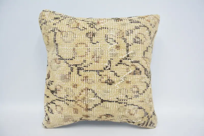 16x16 Beige Cushion Case, Boho Pillow Sham Cover, Natural Pillow Case, Kilim Cushion Sham, Vintage Throw Pillow Cover, Cushion, Kilim Pillow - 1