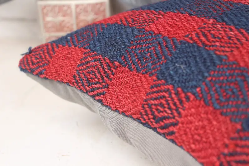 Kilim Cushion Sham, Interior Designer Pillow, Aesthetic Cushion, 16x16 Red Pillow Sham, Cushion Cover, Traditional Cushion, Throw Kilim Pillow - 7