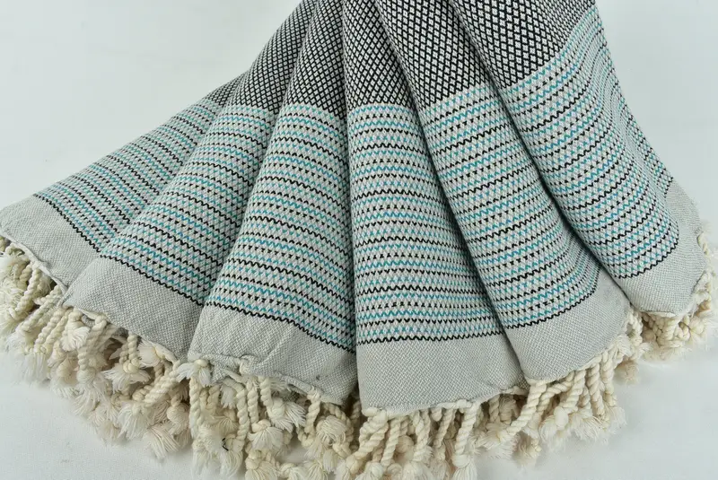Custom Wedding Gift, Gift For Bride, Organic Beach Towel, 64x40 Cotton Striped Towel, Sand-resistant towel, Organic towel, Beach Size Towel - 4