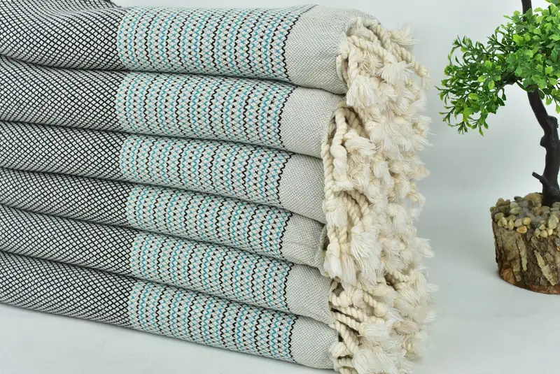 Custom Wedding Gift, Gift For Bride, Organic Beach Towel, 64x40 Cotton Striped Towel, Sand-resistant towel, Organic towel, Beach Size Towel - 3