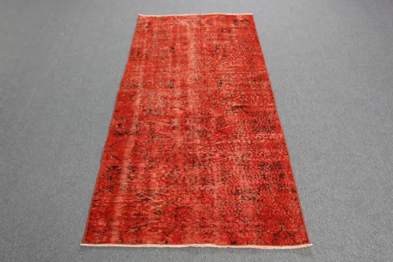 Alfombra roja y negra, diseño botánico de 3x6,5 pies