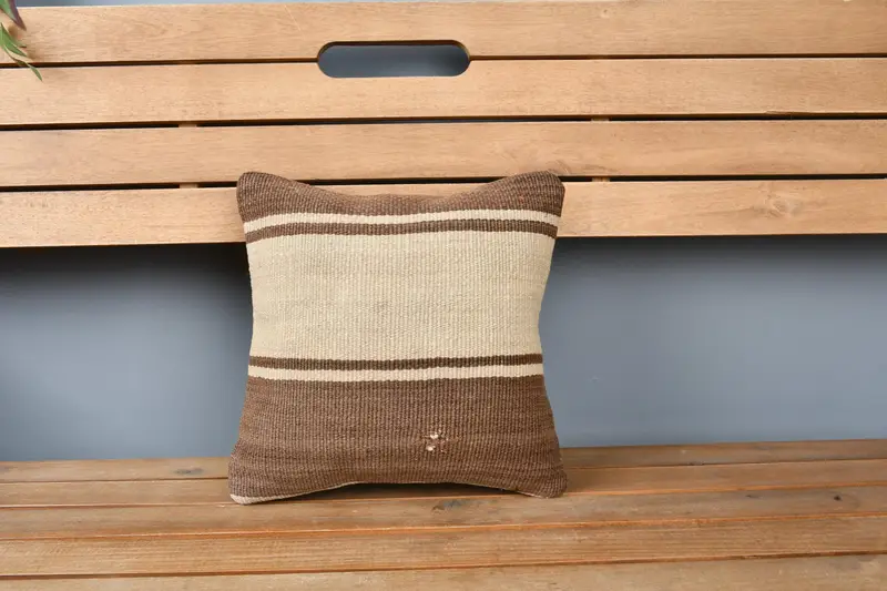 12x12 Beige Pillow Sham, Handmade Pillow Sham, Vintage Kilim Pillow, Kilim Pillow Cover, Pillow Sham, Sofa Cushion Case, Boho Pillow Sham Cover - 6