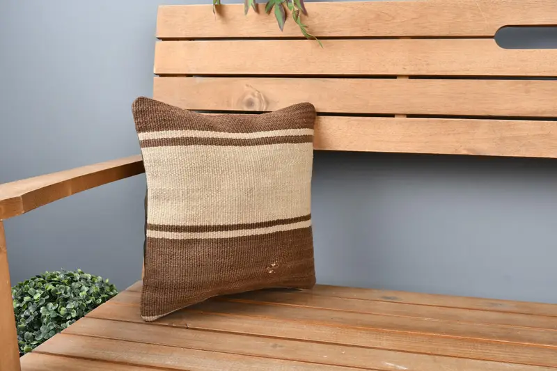 12x12 Beige Pillow Sham, Handmade Pillow Sham, Vintage Kilim Pillow, Kilim Pillow Cover, Pillow Sham, Sofa Cushion Case, Boho Pillow Sham Cover - 1