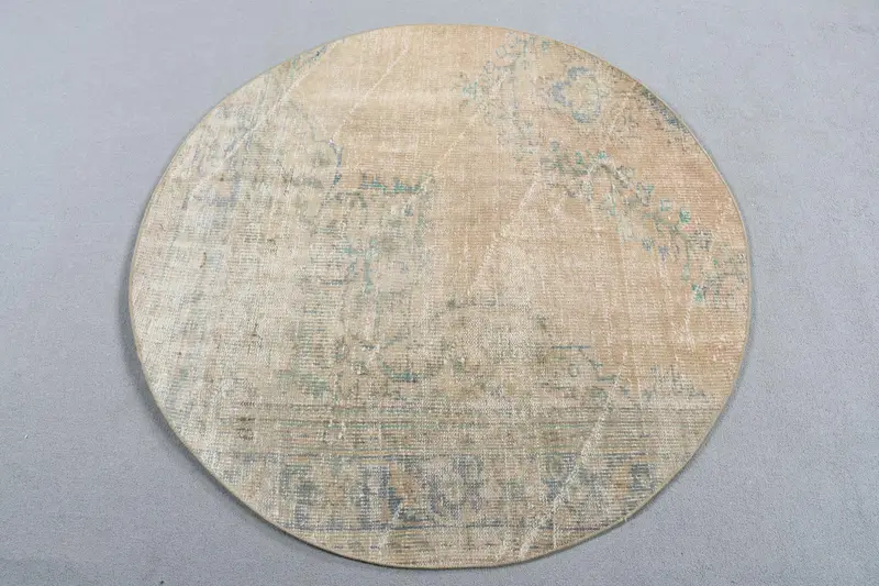 Zarif Kahverengi ve Yeşil İran Halısı, 4,1x4,1 ft