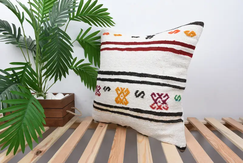 Oriental Cushion, Home Decor Pillow, Interior Designer Pillow, 20x20 White Cushion Case, Pillow Sham, Boho Pillow Sham Cover, Armchair Cushion - 5