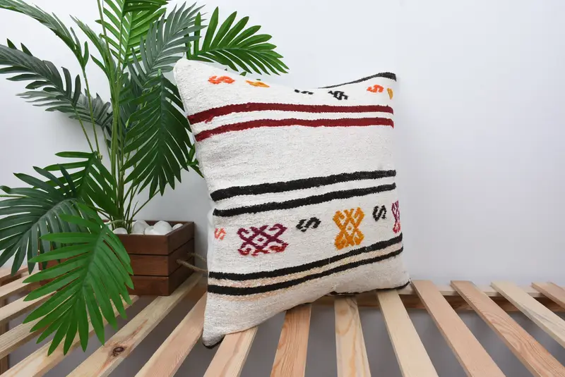 Oriental Cushion, Home Decor Pillow, Interior Designer Pillow, 20x20 White Cushion Case, Pillow Sham, Boho Pillow Sham Cover, Armchair Cushion - 4