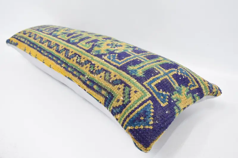 Couch Pillow Sham, 12x36 Blue Cushion, Throw Kilim Pillow, Handmade Kilim Cushion, Pet Cushion Cover, Pillow Sham, Home Decor Pillow - 5