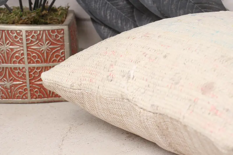 Pillow Cover, Seat Pillow Sham, 12x12 White Pillow, Boho Pillow Sham Cover, Natural Pillow Case, Antique Pillows, Throw Kilim Pillow, Car Cushion - 7
