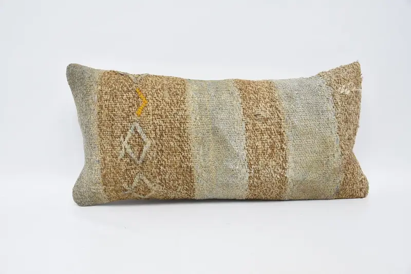 Pillow Sham, 12x24 Brown Pillow, Authentic Pillow, Vintage Kilim Pillow, Turkish Pillow, Interior Designer Pillow - 1