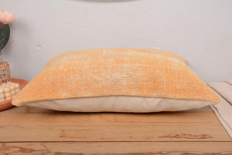 Bohemian Cushion Cushion Case, Vintage Kilim Throw Pillow, 16x24 Orange Cushion Case, Pillow, Pillow for Sofa, Kilim Cushion Sham - 5
