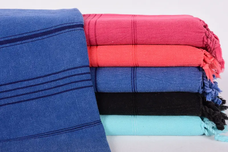 Bridal Shower Favors, Handmade Black Striped Stonewashed Beach Towel, 63x36 Inches