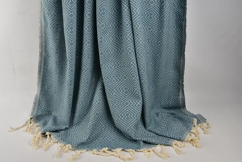 Personalized Blanket, Unique Gift, Woven Throw Blanket, Tablecloth, 92x80 Cotton Diamond Towel, Custom Shower Curtain, Turkish Blanket Throw - 8