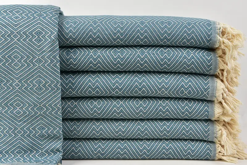 Personalized Blanket, Unique Gift, Woven Throw Blanket, Tablecloth, 92x80 Cotton Diamond Towel, Custom Shower Curtain, Turkish Blanket Throw - 1