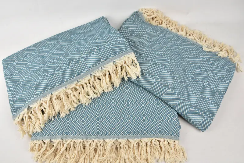 Personalized Blanket, Unique Gift, Woven Throw Blanket, Tablecloth, 92x80 Cotton Diamond Towel, Custom Shower Curtain, Turkish Blanket Throw - 6
