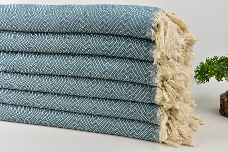 Personalized Blanket, Unique Gift, Woven Throw Blanket, Tablecloth, 92x80 Cotton Diamond Towel, Custom Shower Curtain, Turkish Blanket Throw - 3
