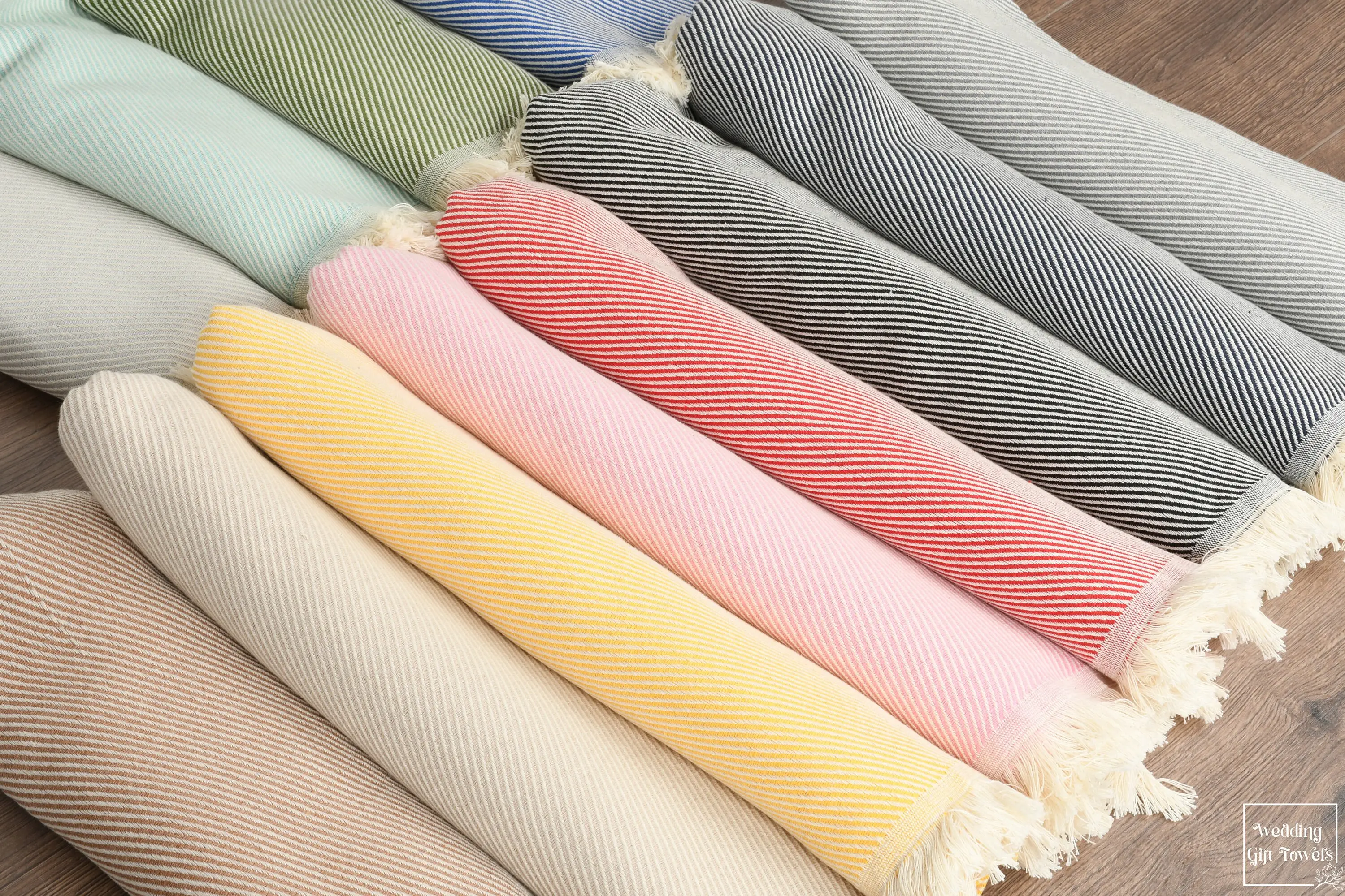 Striped Turkish Cotton Towel Bachelorette Party Favor, Beige, 36x71 Inches - 1