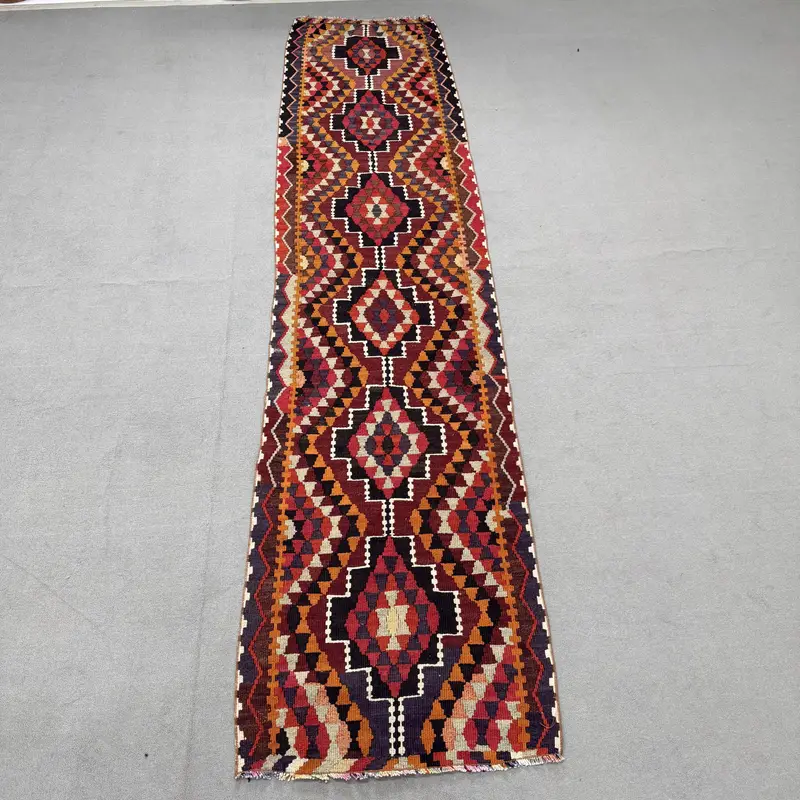 Canlı Gökkuşağı Halı, 2,7x11,5 ft Çiçek ve Paisley