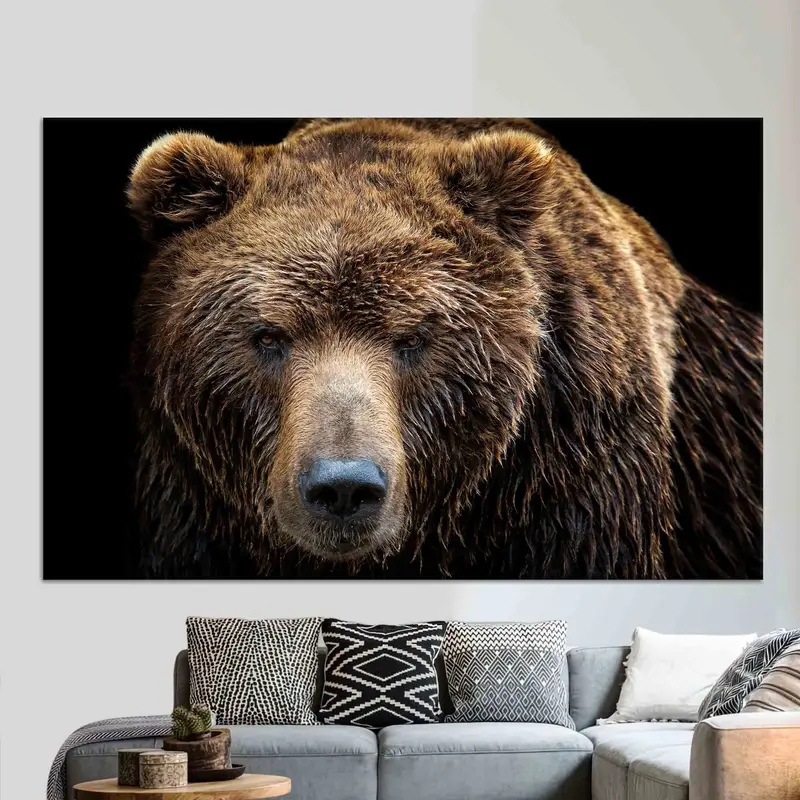 Elegante Braunbär-Leinwand: Wildtier-Bauernhaus-Dekoration