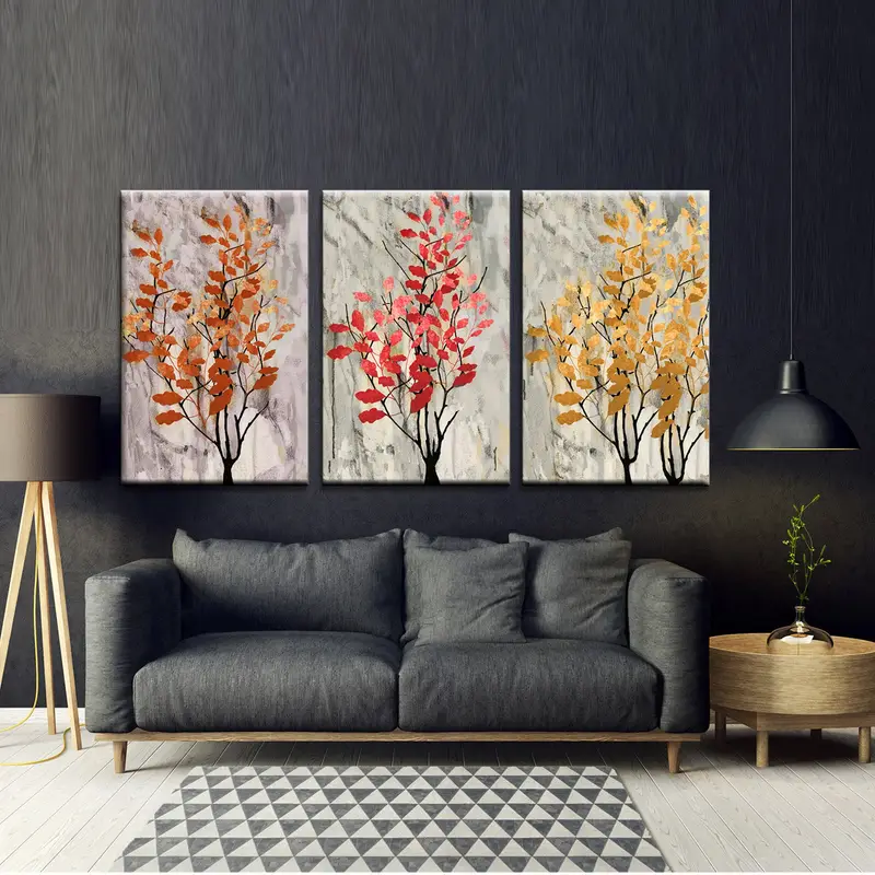 Sonbahar Duvar Sanatı, Sonbahar Resim, Üç Çiçek Sanat Tuvali, Sonbahar Baskıları, Yağlı Boya Tuvali, Duvar Sanatı Dekoru, Sonbahar Yaprakları, Sonbahar Yaprakları Sanat - 4