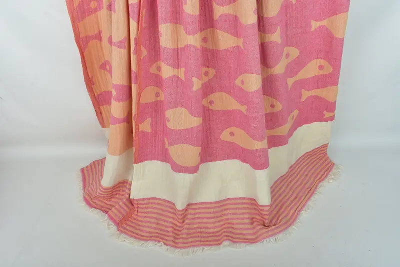 Turkish Bedcover, Halloween Blanket, Bridesmaid Gifts, Bridal Shower Gift, Wedding Favors, 92x78 Cotton Fish Design Towel, Customized Throw Blankets - 2