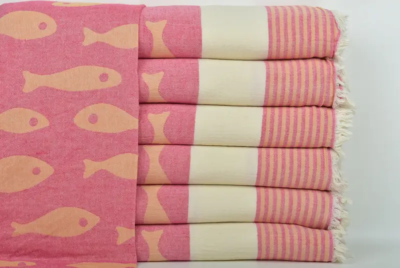 Turkish Bedcover, Halloween Blanket, Bridesmaid Gifts, Bridal Shower Gift, Wedding Favors, 92x78 Cotton Fish Design Towel, Customized Throw Blankets - 3