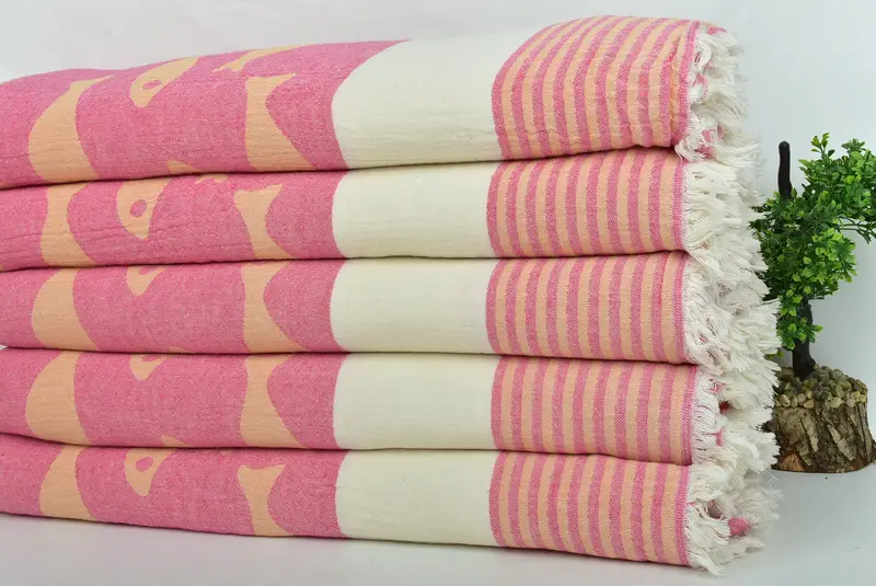 Turkish Bedcover, Halloween Blanket, Bridesmaid Gifts, Bridal Shower Gift, Wedding Favors, 92x78 Cotton Fish Design Towel, Customized Throw Blankets - 5