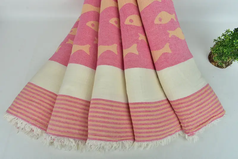 Turkish Bedcover, Halloween Blanket, Bridesmaid Gifts, Bridal Shower Gift, Wedding Favors, 92x78 Cotton Fish Design Towel, Customized Throw Blankets - 6