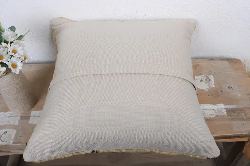 Kilim Pillow, Boho Pillow, Chair Cushion Case, Gift Pillow, Pillow Case, Handwoven Pillow Cover Cushion, 16x16 Beige Cushion Cover - 7