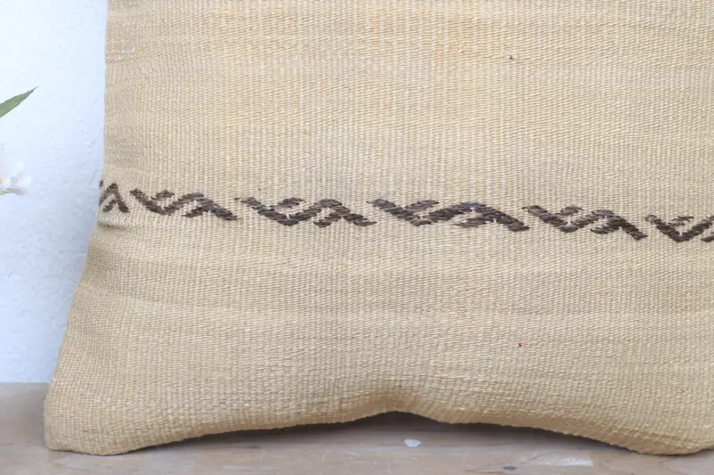 Kilim Pillow, Boho Pillow, Chair Cushion Case, Gift Pillow, Pillow Case, Handwoven Pillow Cover Cushion, 16x16 Beige Cushion Cover - 3