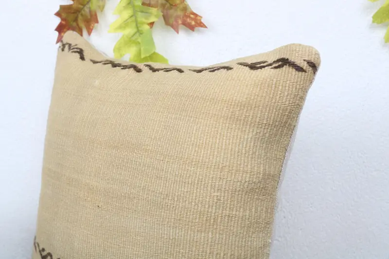 Kilim Pillow, Boho Pillow, Chair Cushion Case, Gift Pillow, Pillow Case, Handwoven Pillow Cover Cushion, 16x16 Beige Cushion Cover - 5
