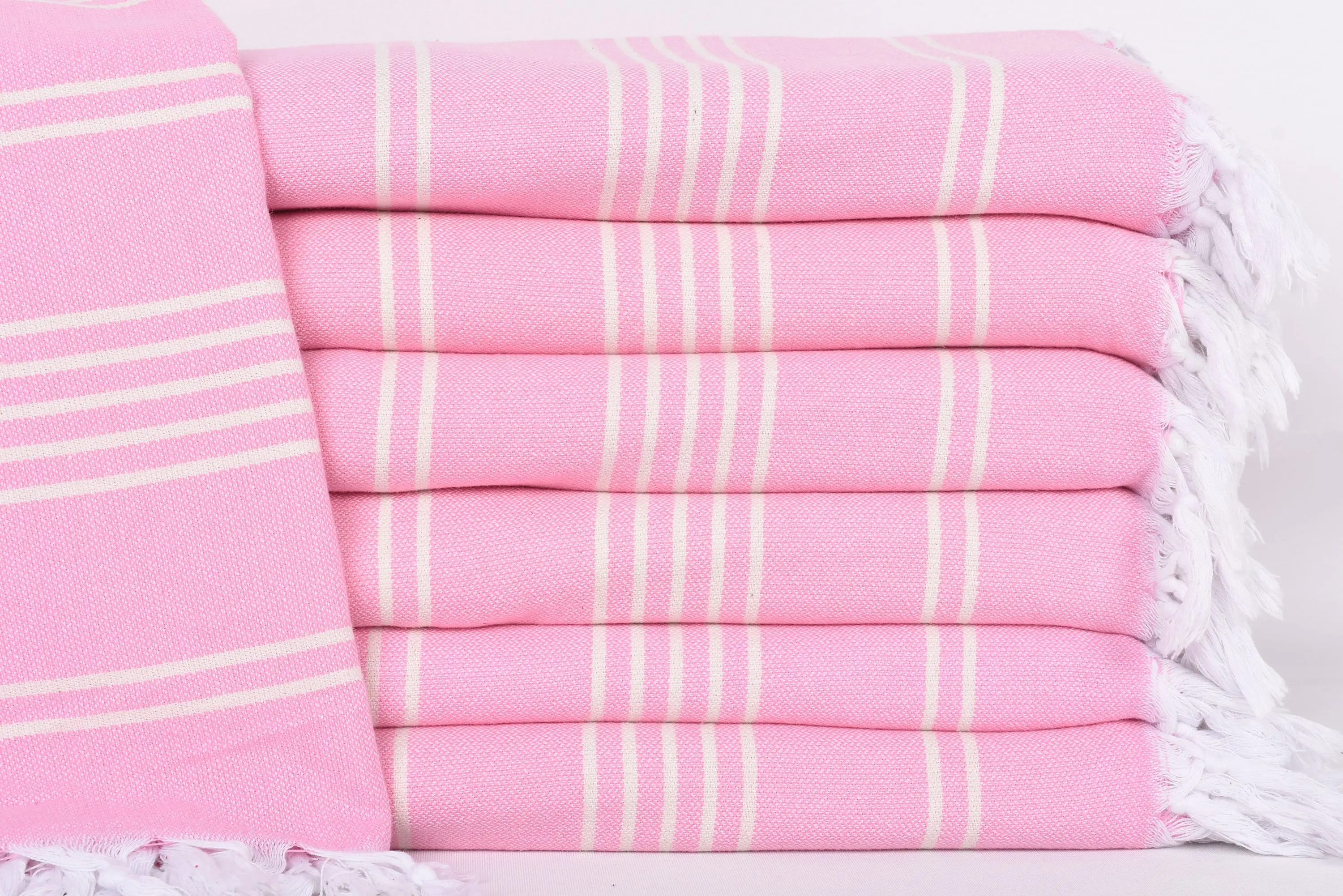 Custom Wedding Gift Pink Striped Throw, 95x71 Inches, Organic Cotton - 1