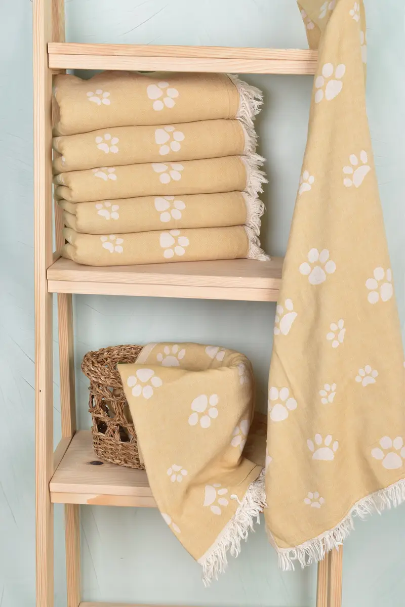 Baby Boy Gift, Personalized Bridesmaid Gift, Travel Towel, Decorative Towel, 70x36 Cotton Paw Design Towel, Peshtemal Towel, Lightweight towel - 4