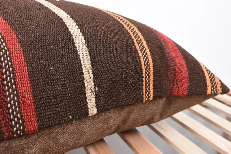 20x28 Brown Cushion Case, Cushion, Oriental Cushion, Vintage Kilim Throw Pillow, Vintage Kilim Pillow, Turkish Pillow, Turkish Corner Cushion Cover - 7