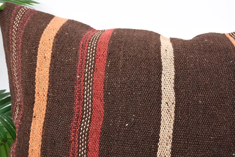 20x28 Brown Cushion Case, Cushion, Oriental Cushion, Vintage Kilim Throw Pillow, Vintage Kilim Pillow, Turkish Pillow, Turkish Corner Cushion Cover - 2