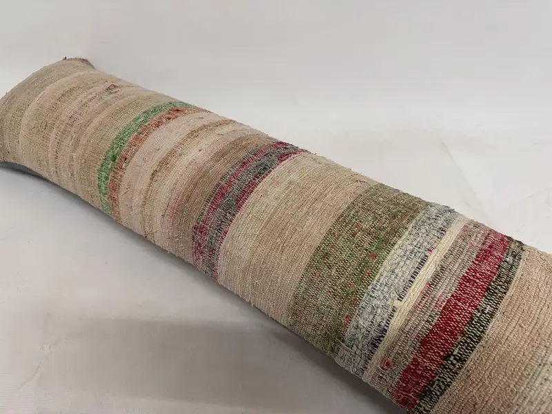 Throw Kilim Pillow, Turkish Kilim Pillow, Sustainable Pillow Case, Designer Throw Pillow, 12x43 Beige Pillow Cover, Cushion, Kilim Pillow - 6