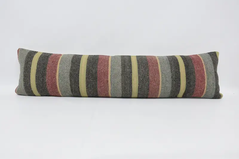 Vintage Pillow, Interior Designer Pillow, Meditation Cushion Case, 12x48 Red Cushion Case, Pillow Case, Throw Kilim Pillow, Cotton Cushion - 1