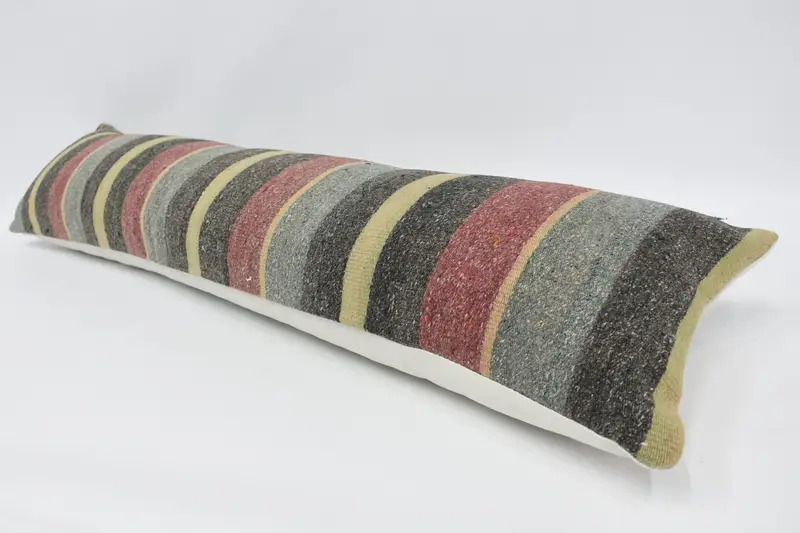 Vintage Pillow, Interior Designer Pillow, Meditation Cushion Case, 12x48 Red Cushion Case, Pillow Case, Throw Kilim Pillow, Cotton Cushion - 5