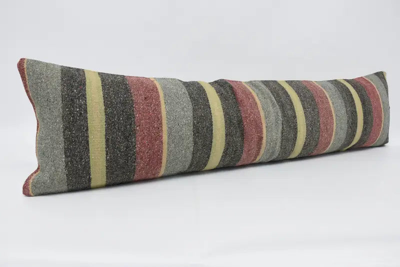 Vintage Pillow, Interior Designer Pillow, Meditation Cushion Case, 12x48 Red Cushion Case, Pillow Case, Throw Kilim Pillow, Cotton Cushion - 3