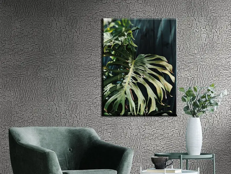 Monstera tuval dekor, duvar sanatı tuval, tuval baskısı, tuval boyama, çiçek baskılı tuval, tuval masa, çerçeveli resim, tek tuval - 3