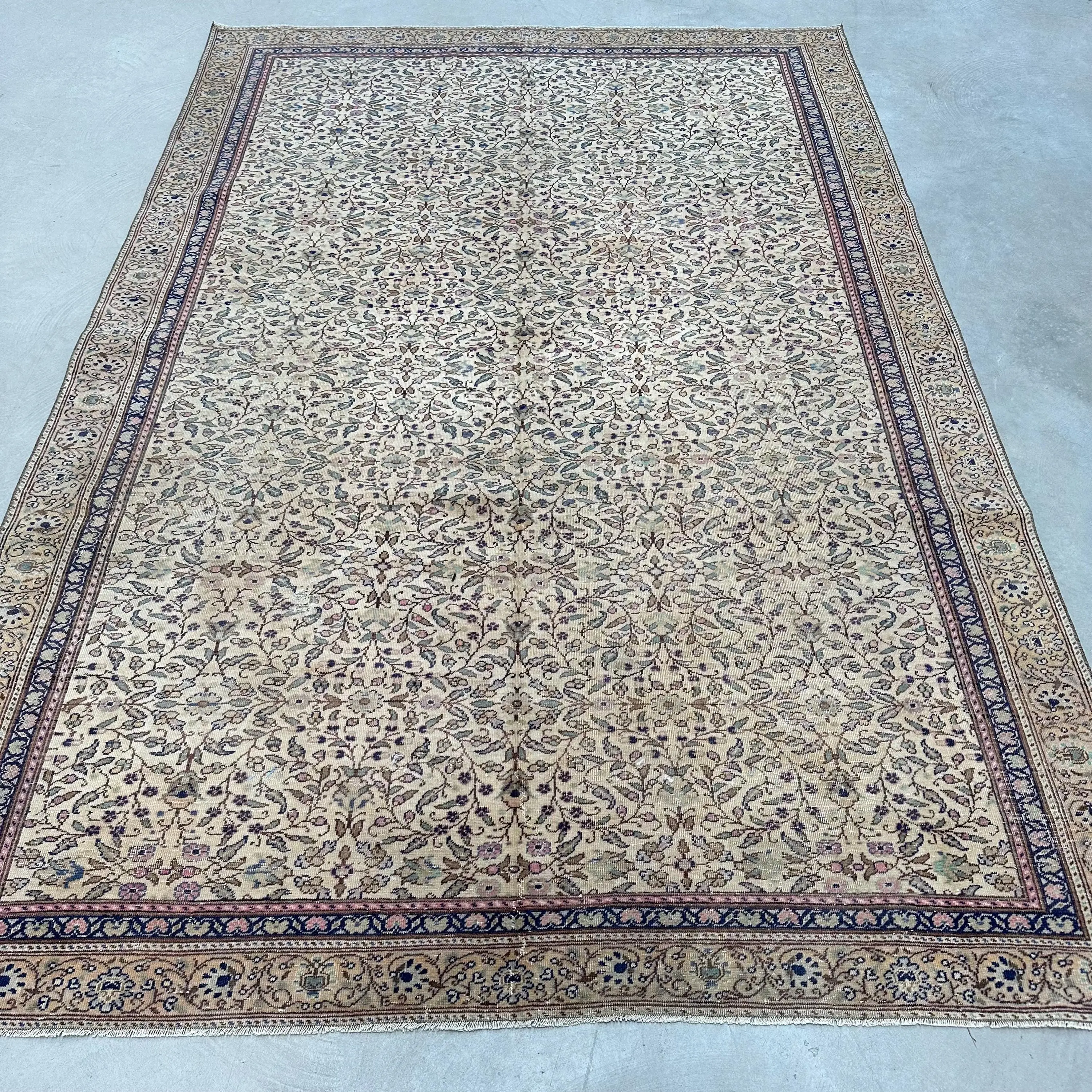 6.2x9.2 ft Vintage Rug, Large Turkish Rug, Blue Ombré Rug - 1