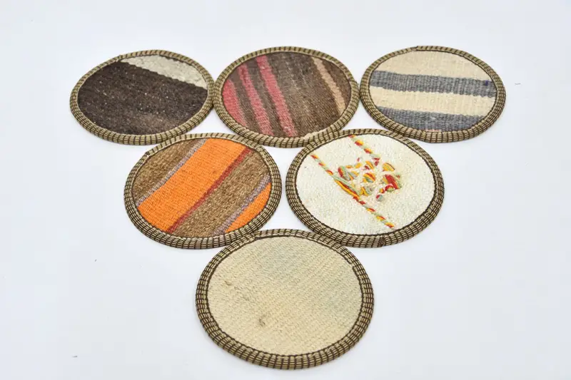 Bohemian Round Coasters, Brown and Orange Table Coasters