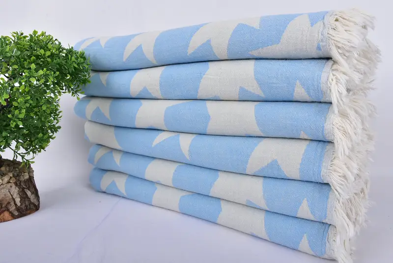 Turkish towel, Custom Wedding Gifts, Extra large Turkish bath towel, Beach Towel Monogram, Peshtemal, Organic towel, 68x36 Cotton Star Design Towel - 3