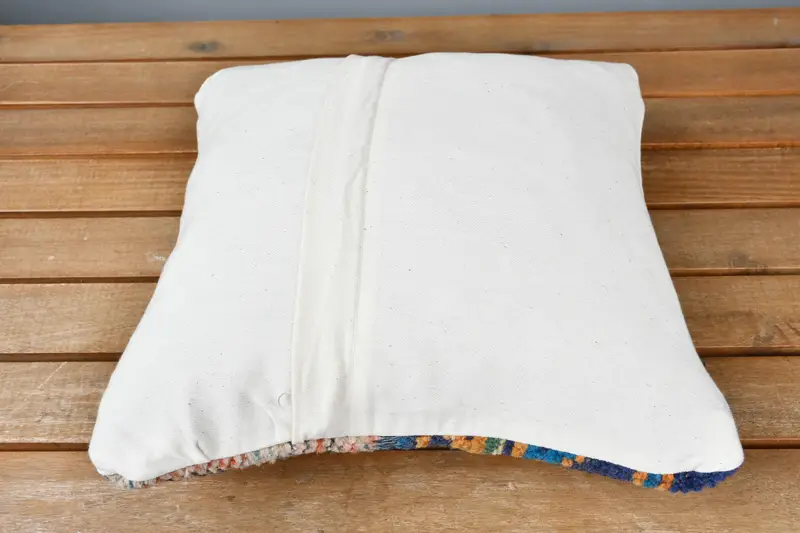 12x12 Blue Pillow, Bright Pillow Sham, Rustic Cushion, Throw Kilim Pillow, Pillow Sham, Interior Designer Pillow, Ethnical Kilim Rug Pillow - 5