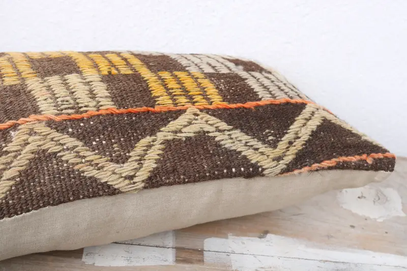 Antique Pillows, Pillow, Vintage Pillow, Crochet Pattern Cushion Cover, Boho Pillow, Office Chair Pillow Cover, 8x16 Yellow Pillow Sham - 6