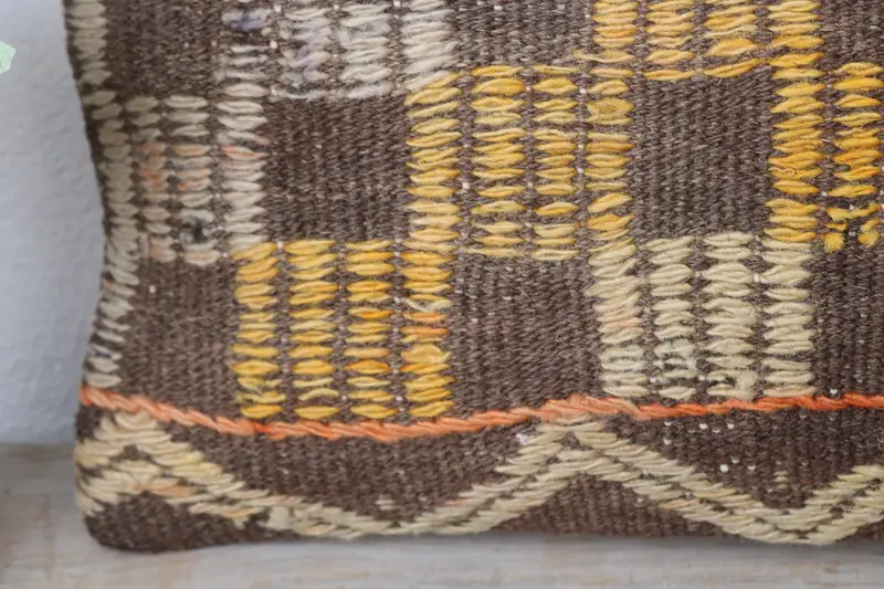 Antique Pillows, Pillow, Vintage Pillow, Crochet Pattern Cushion Cover, Boho Pillow, Office Chair Pillow Cover, 8x16 Yellow Pillow Sham - 3